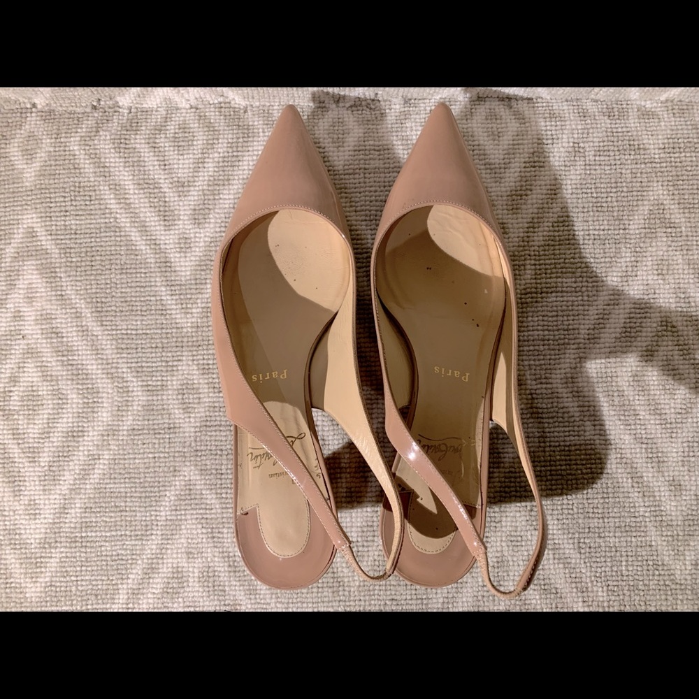 Christian Louboutin patent leather slingbacks